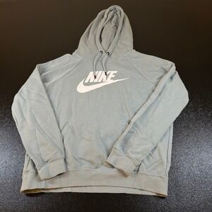 Nike Gray Pullover Hoodie Sweatshirt Women's Small Logo Activewear Teal/Gray